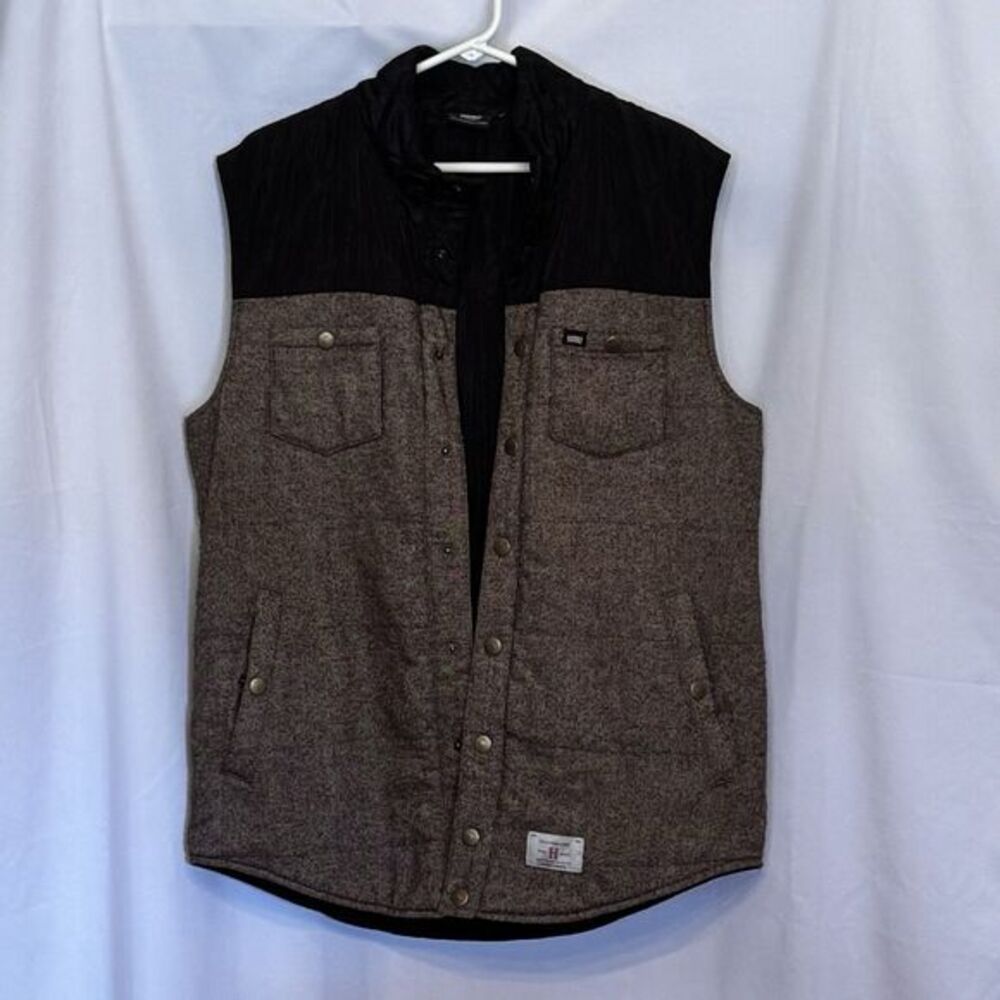 Hooke’ Fly Fishing Vibes Men’s Vest Quilted Wool Blend Outdoor Size Large READ